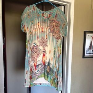 Johnny Was Multicolor Patterned Tunic Dress